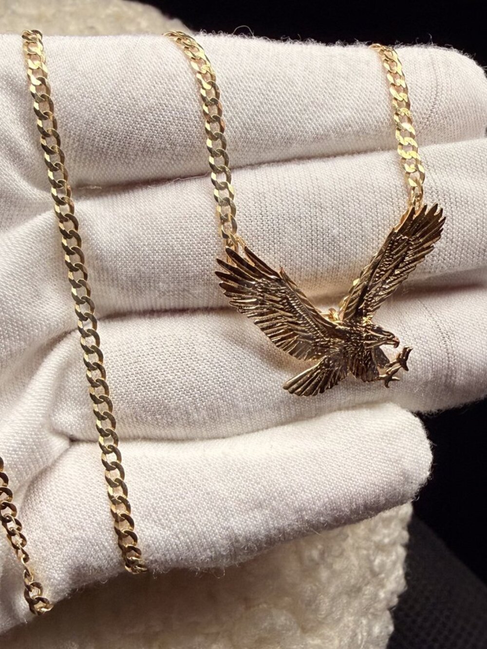 14K Yellow Gold Eagle Pendant with Yellow Gold 2.7mm Cuban Chain - 20 inch